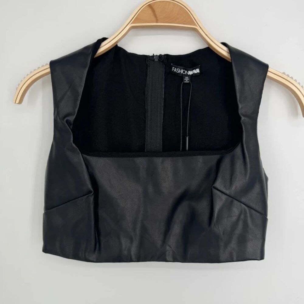 Fashion Nova Faux Leather Crop Top XS NEW